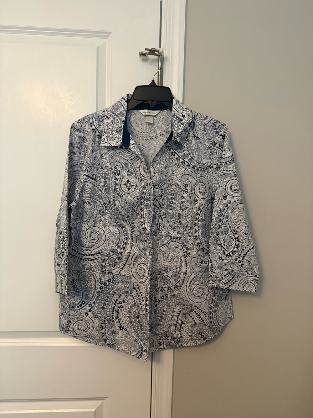 Christopher & Banks Navy and White Paisley Button-Up Shirt